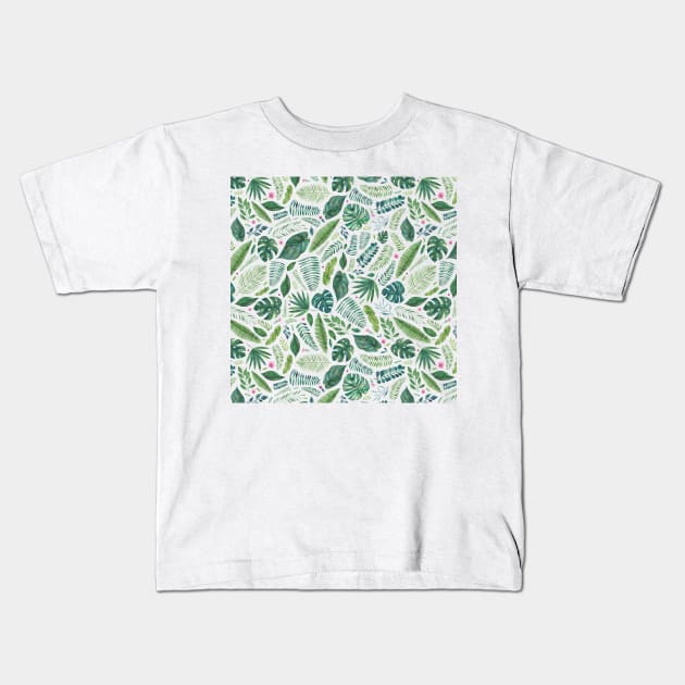 Tropical or Jungle Leaves Kids T-Shirt by Elena_ONeill